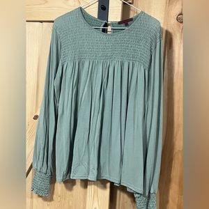 Buckle Long Sleeve Blouse Green